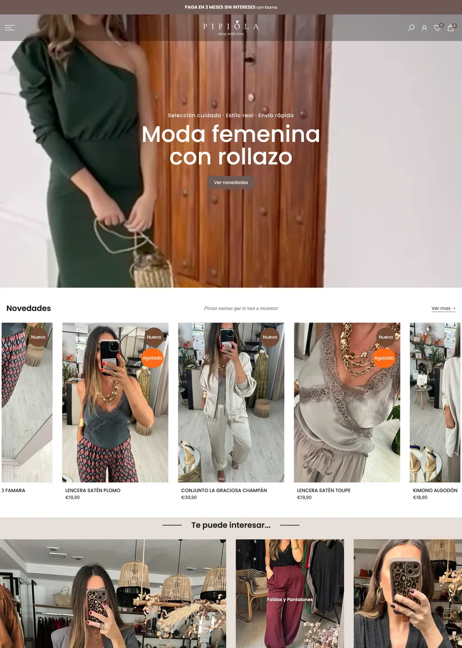 Tienda online de Pipiola Chic, construida por Likin