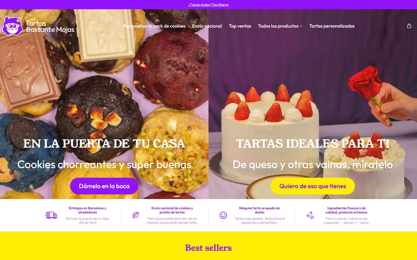 Tienda online de Tartas Bastante Majas, construida por Likin
